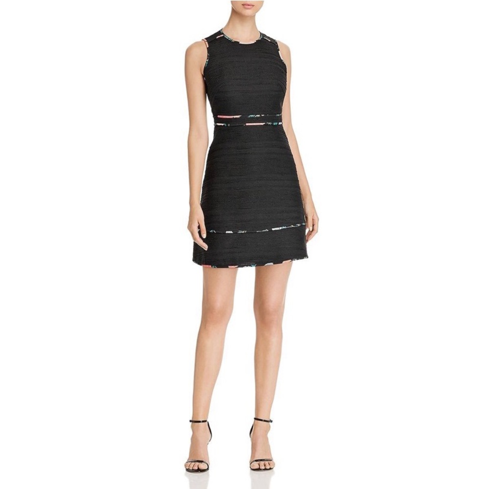 Kate Spade blossom trim tweed fit and flare dress D047